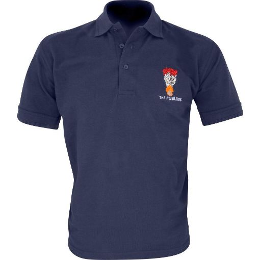 Picture of Navy Polo Shirt, Embroidered Hackle & Cap Badge,  THE FUSILIERS - Large 